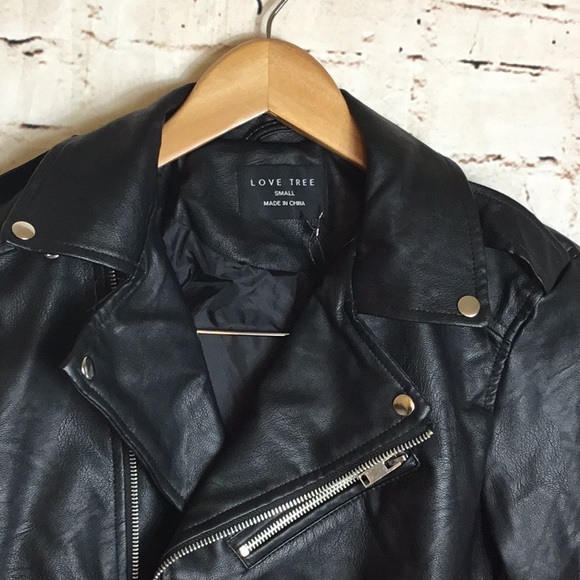 CHIC VEGAN LEATHER BIKER JACKET - Picture 5 of 6